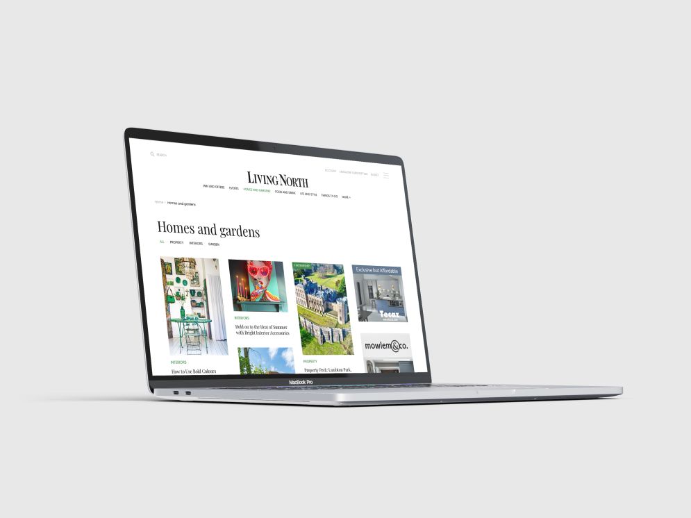 Living North website on laptop